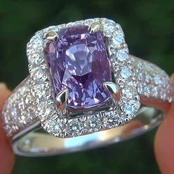 Huitan Gorgeous Women Finger Rings Graceful Female Party Accessories Full Bling Iced Out Unique Purple Color Cubic Zirconia Ring
