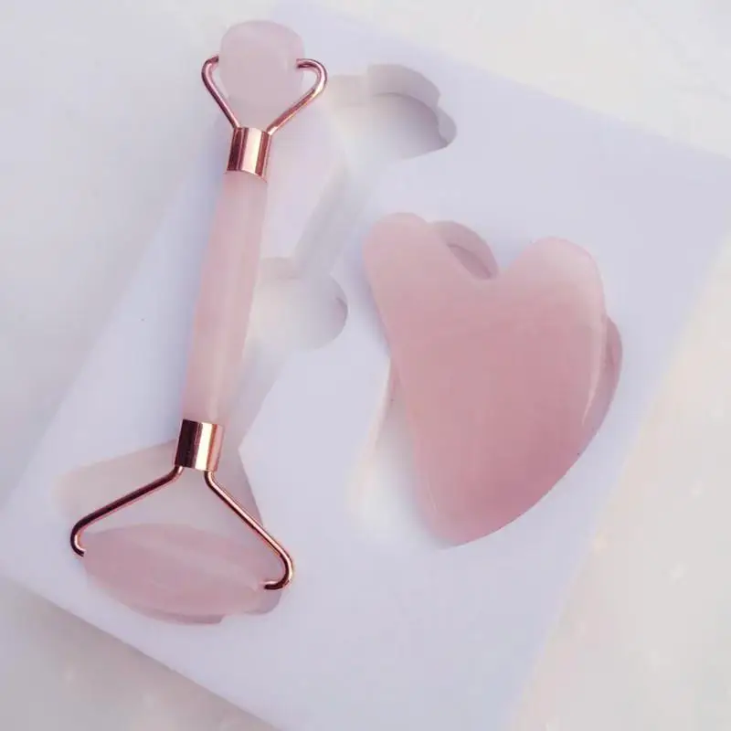 

Face Lifting Tool Massager Rose Quartz Roller Slimming Natural Jade Facial Massage Roller Stone Skin Massage Beauty Care Set Box