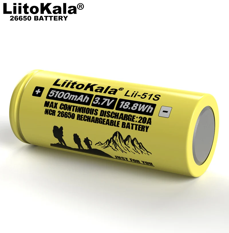 1-8PCS Liitokala Lii-51S 26650 Power 20A Rechargeable Lithium Battery 3.7V 18.8Wh 5100mA Suitable for Flashlight