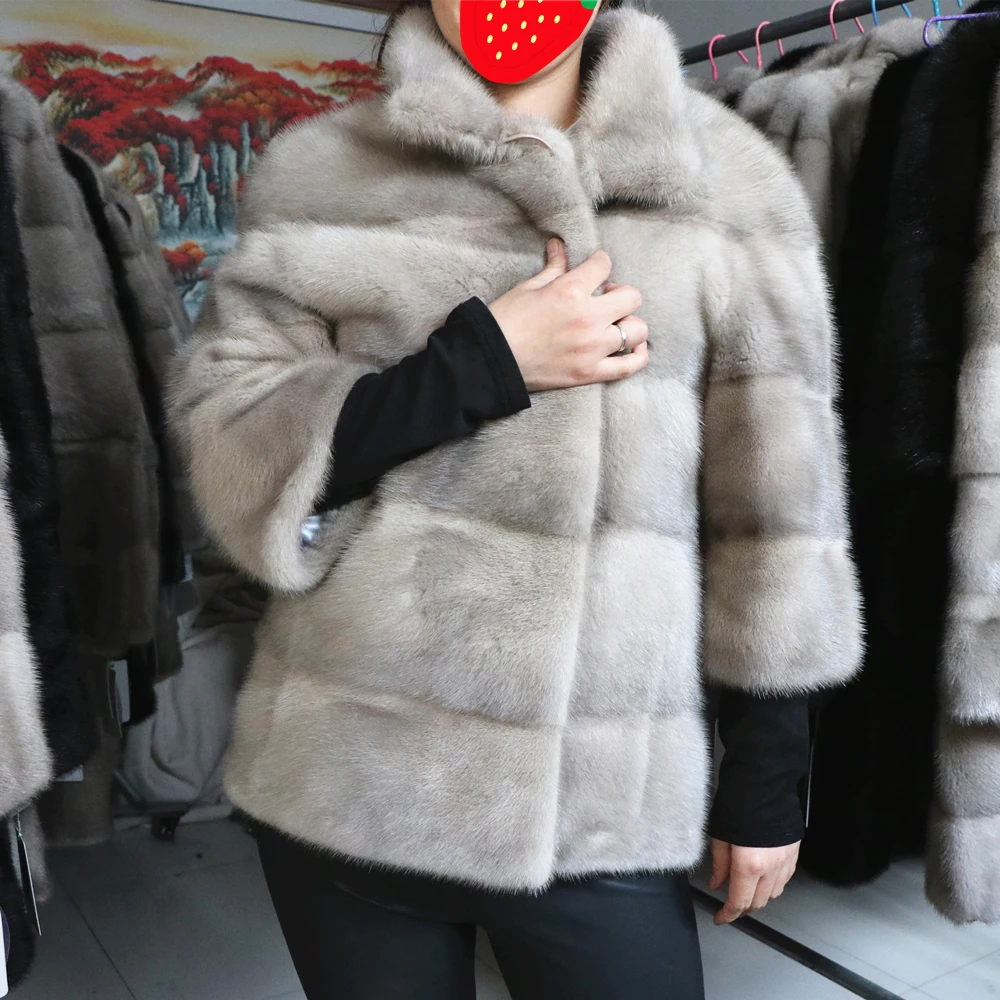 Fancy Rani New Natural Real Mink Fur Coats For Luxury Women's Short Style Winter Fashion Coat Outerwears Leather & Fur Clothing