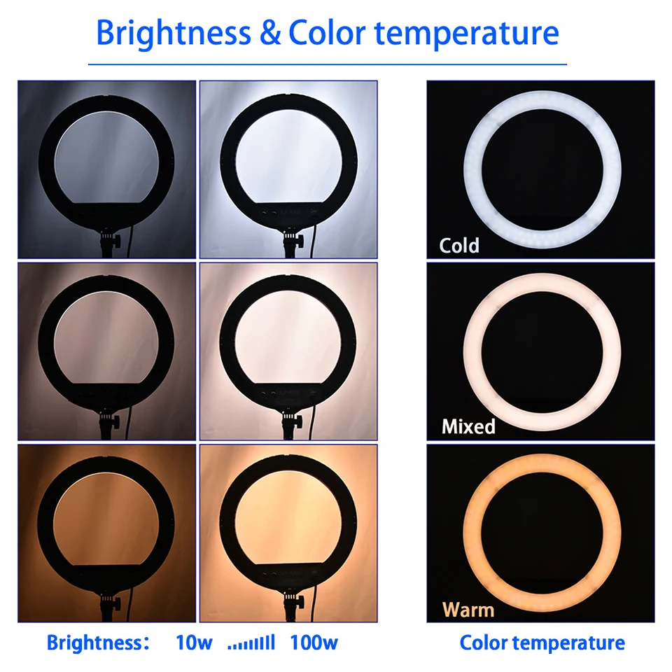 18 inch Selfie Ring Lamp Photography Lighting LED Ring Light with Tripod Stand Bracket for Photo Studio/Youtube/Video