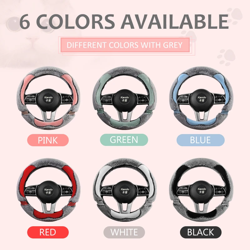 Car Steering Wheel Cover Plush Winter Universal Steering-wheel Anti-slip Comfortable Car Interior Accessory Car Covers In Salon