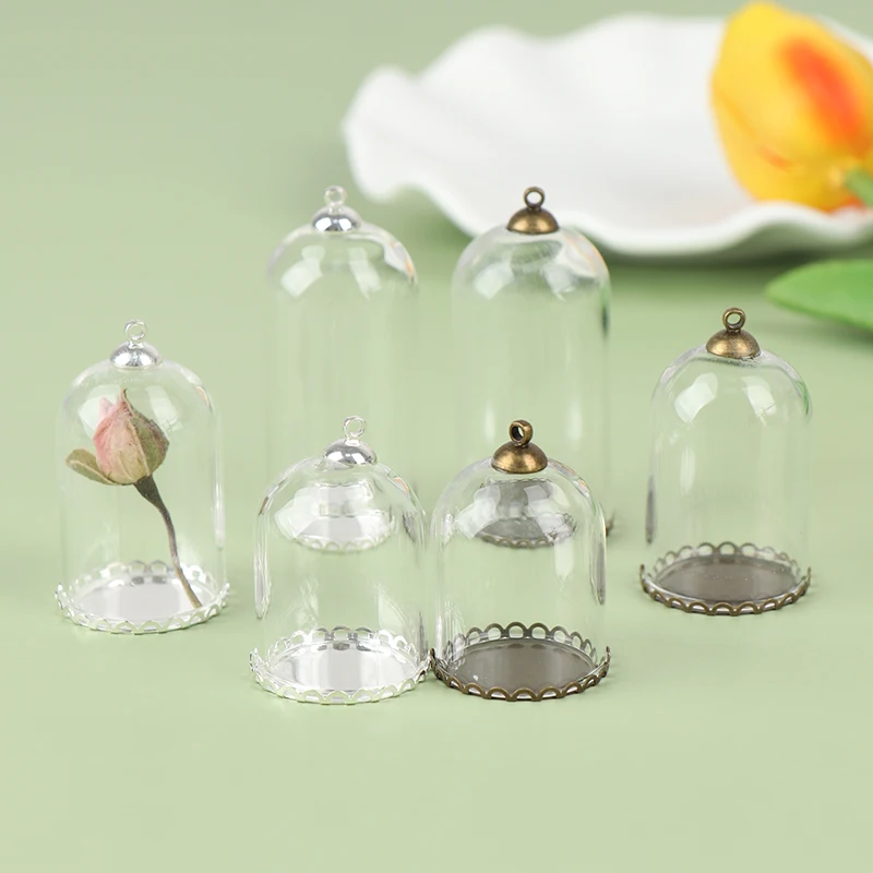 1PC Creative Dollhouse Glass Display Jar with Base Beads Cap Glass Vials Pendant Glass Bottle Making Jewelry Finding Accessories