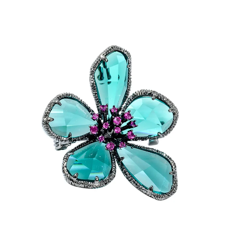 Ajojewel Women's Crystal Flower Brooch Vintage Jewelry Retro Style Brooches Decoration For Suit Sweater Shirt Broche Femme