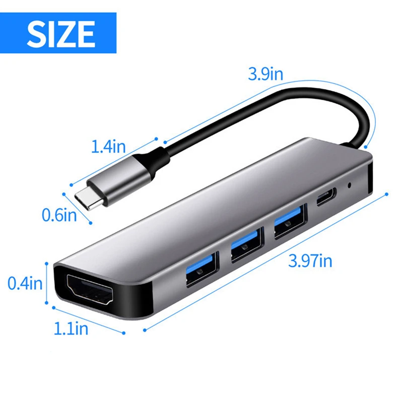 Rankman USB C Hub to 4K HDMI-Compatible USB 3.0 Type C SD TF Card Reader Docking for MacBook iPad Samsung S22 Dex TV Laptop