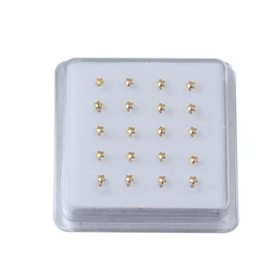 Star Gold Color Adjustable Bendable Nose Stud Rings for Women Girl White Crystal Ball Nose Pin Piercing 20pcs