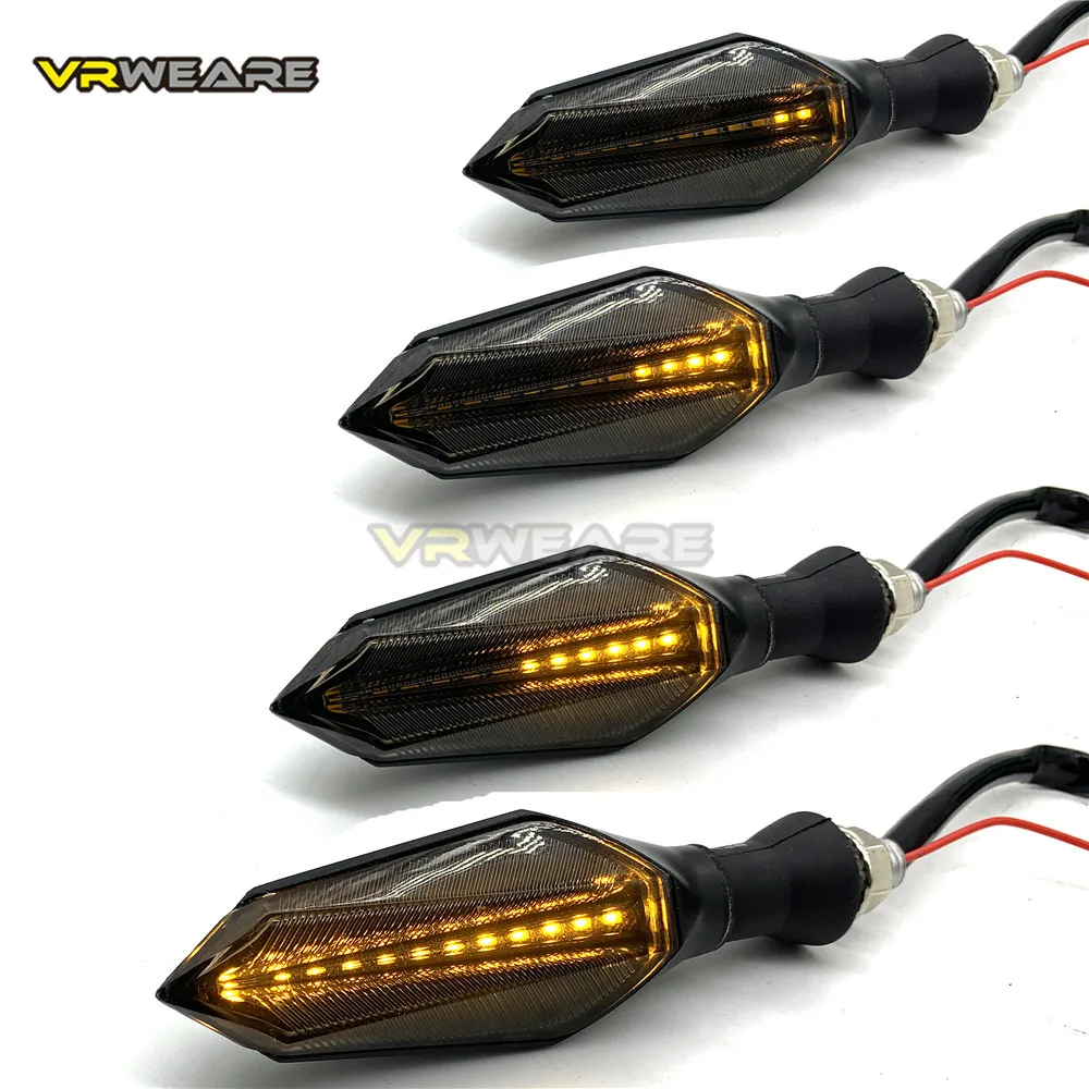12V Motorcycle Water Flowing LED Turn Signals for Kawasaki Rear Flashing Signal Brake Lights Indicators Honda Yamaha blinker
