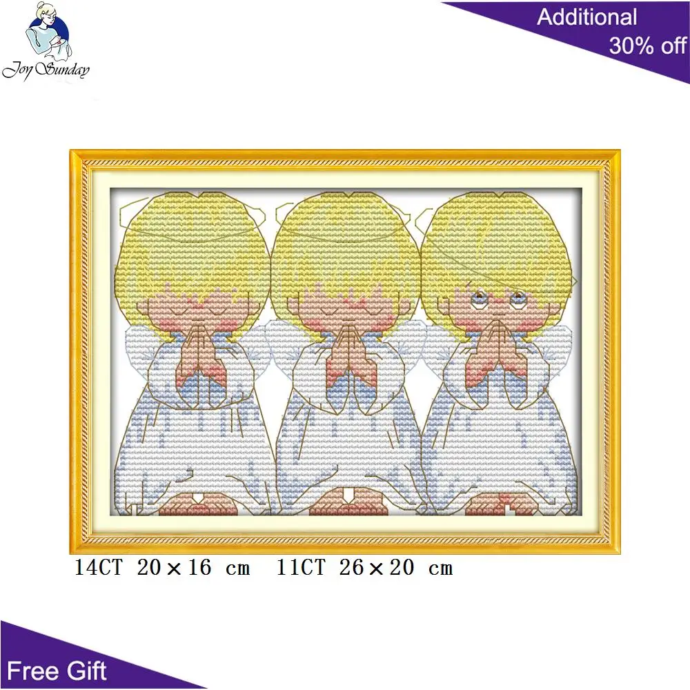 Joy Sunday Pray Little Angels Home Decoration R569(2) 14CT 11CT Counted and Stamped The Pray Little Angels Cross Stitch kits