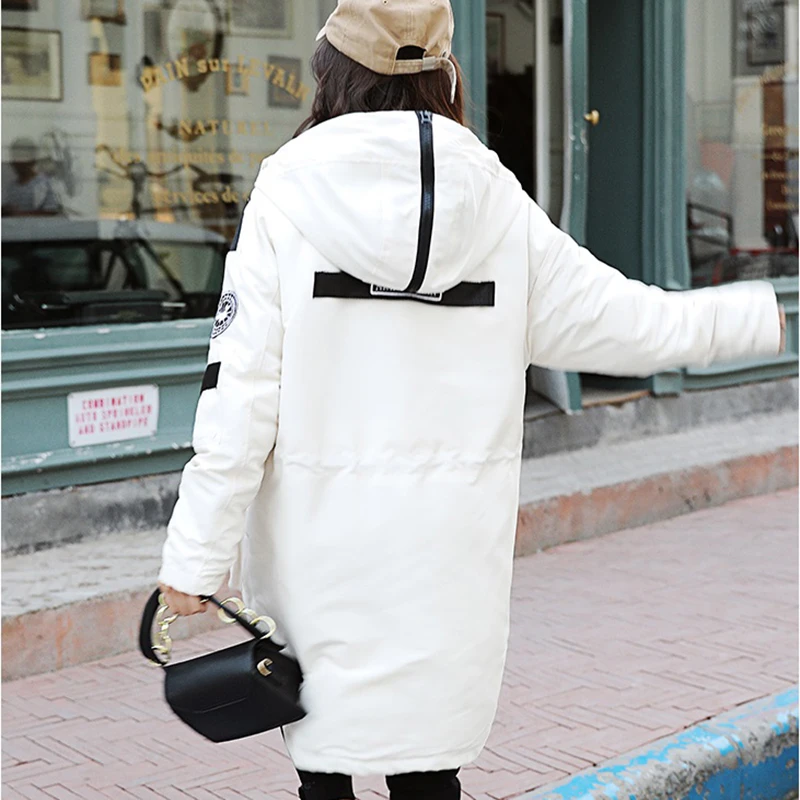 Korean Down Jacket Women Overcoat New Winter Parka Coat Female Fashion Long Loose Thicken Warm Hooded Oversize Outerwear