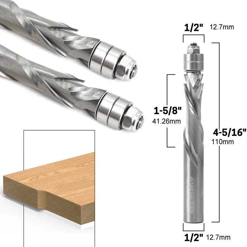 Compression Flush Trim Solid Carbide Spiral Router Bit Two Flute- 1/4“ shank 1/2\