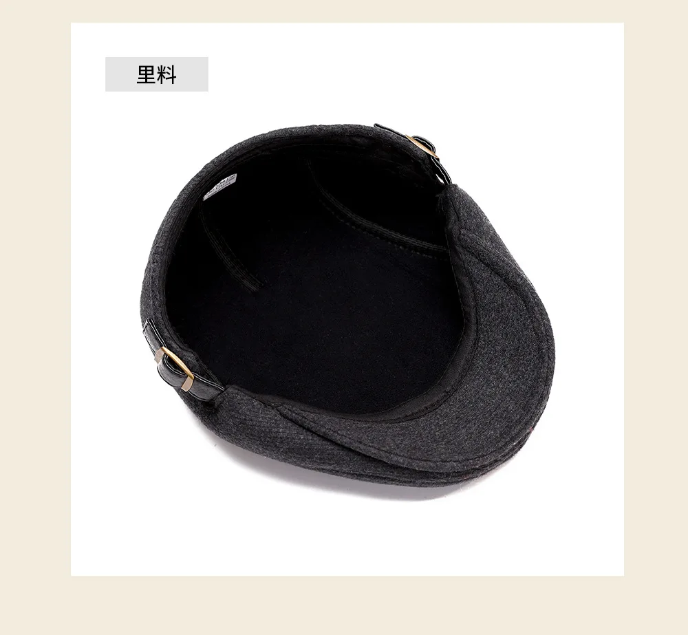 K258 Men's Stylish Caps Beret Woolen Hat Outdoor Autumn and Winter 2021 New Retro Fashion Hat Cap Painter Hat Male Horn