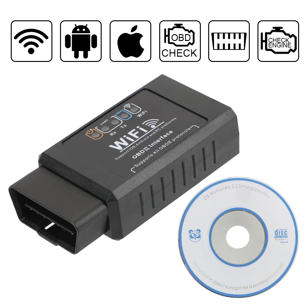 OBD2 ELM327 WIFI Car Detector for iOS & Android Check Engine Light Diagnostic Tool OBDII Scan Tool Automotive Diagnostic Scanner