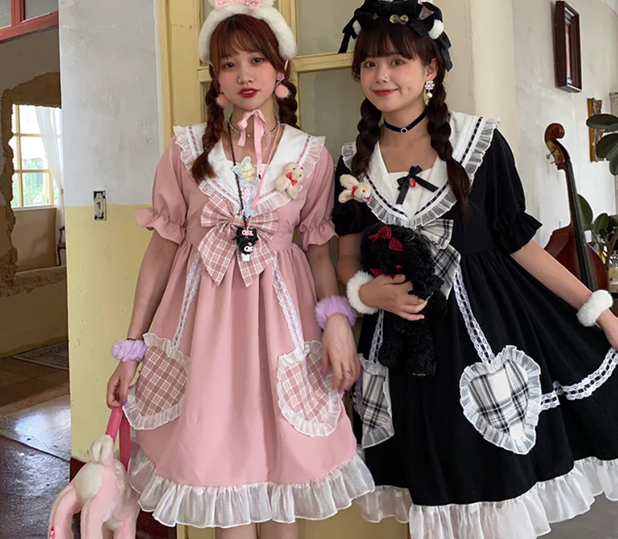 Japanische süße lolita kleid vintage puppe farbe hohe taille niedlich druck viktorianischen kleid kawaii mädchen gothic lolita op loli cos