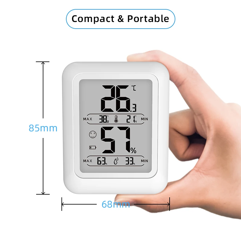 FABISENS Mini Digital Thermometer Hygrometer Sensor Indoor Room Temperature Humidity Monitor Portable Weather Station