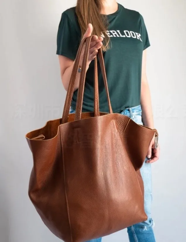 Imagem -06 - Casual sobre Grandes Bolsas de Ombro Femininas Designer Bolsas Luxo Macio Couro do Plutônio Bolsas Mão Grande Tote Retro Senhora Shopper Bolsas 2023