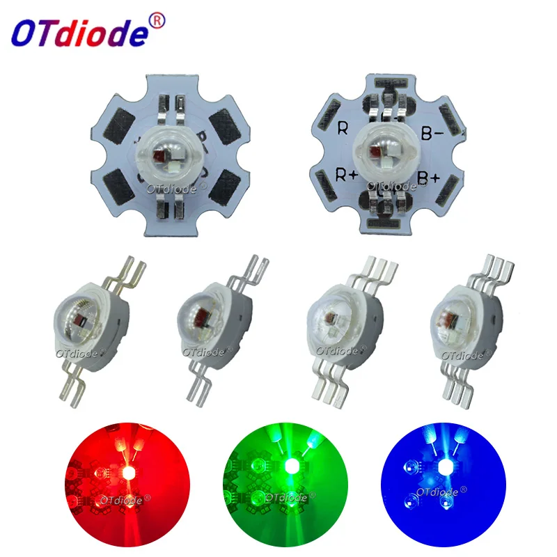 

5pcs-20pcs 1W 3W LED RGB High power LED Lamp bulb 4pin 6pin 30mil 45mil Red Green Blue Chip stage lamp chips Excellent Quality