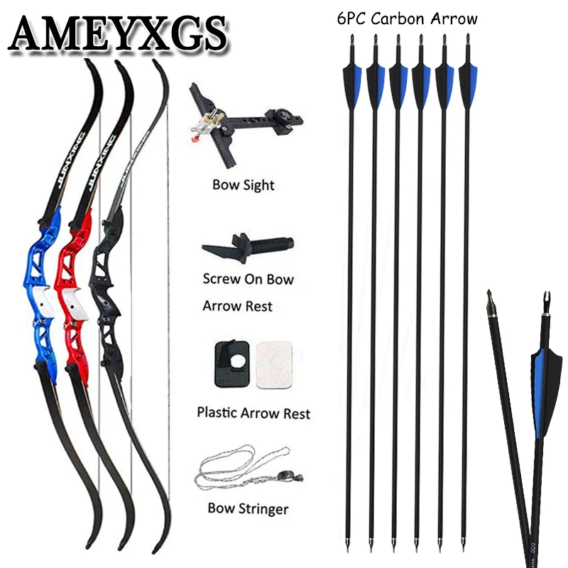 

1 Set Archery 66inch Recurve Bows 24-36lbs Hunting Bow Target Practice Bow With Carbon Arrows For Shooting Accessories