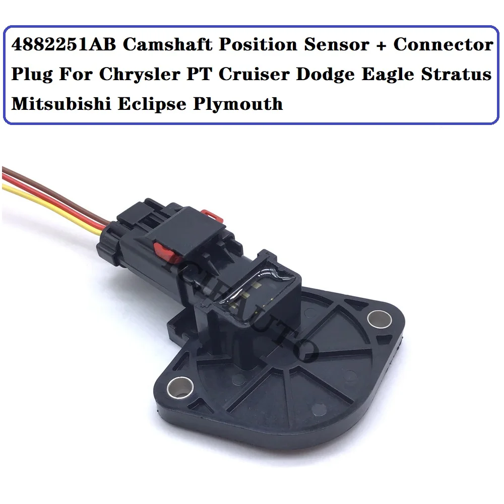 Sensor de Posição do Eixo de Comando + Conector para Chrysler PT Cruiser, Dodge Eagle, Stratus, Mitsubishi Eclipse, Plymouth