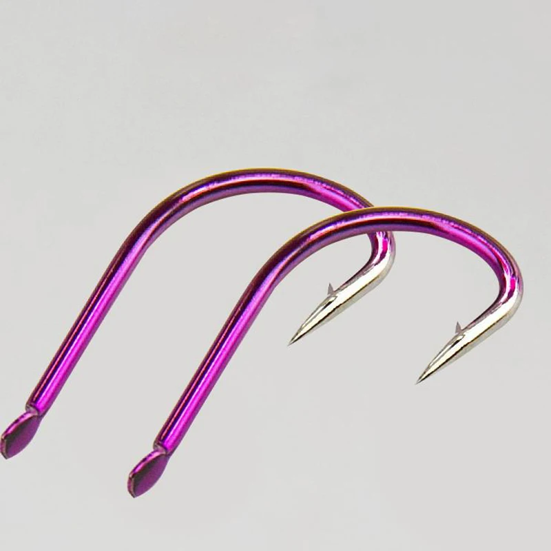 50pcs/bag Izu Purple Electric Has Barbed and Crooked Mouth Bulk Hook Size 1 2 3 4 5 6 7 8 9 10 Handle Japanese Alloy Steel Hook