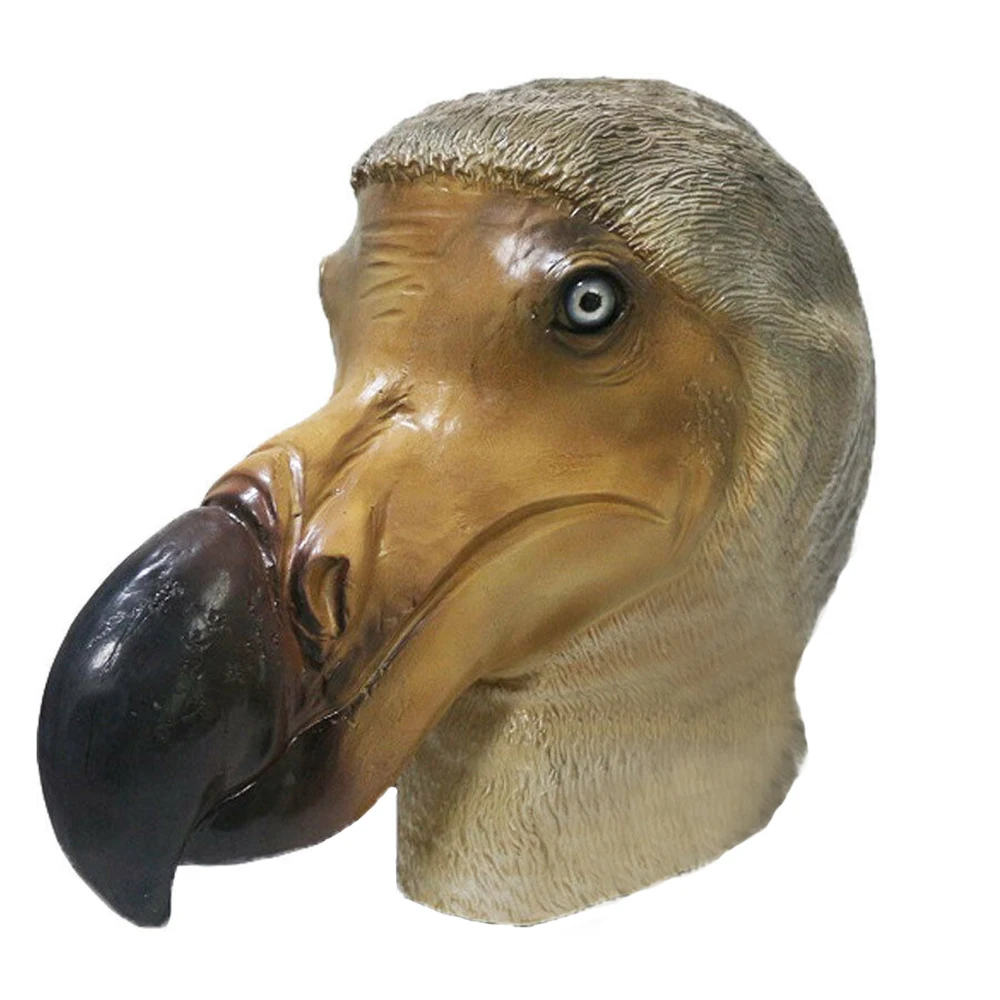 Latex Animal Realistic Brown Dodo Bird Cosplay Fancy Dress Carnival Mask