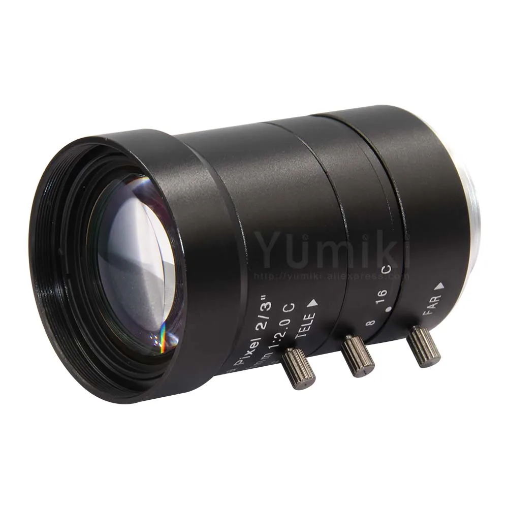 

Machine Vision Lens HD 16-48mm 2/3" IR C-Mount Varifocal Manual Iris Lens for CCTV Security Cameras Industrial Camera Lens