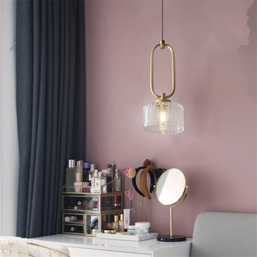 

Nordic Oval Ring Gold Glass pendant lights Bedroom Bedside Restaurant Lamp Modern Luxury Single hanging lights fixtures lighting