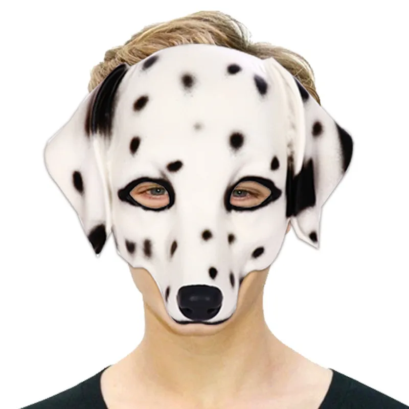 Halbe Gesicht Dalmatinischen Maske PU Schaum 3D Realistische Tier Spotty Hund Kopf Maske für Halloween Ostern Karneval Party Halloween Maske