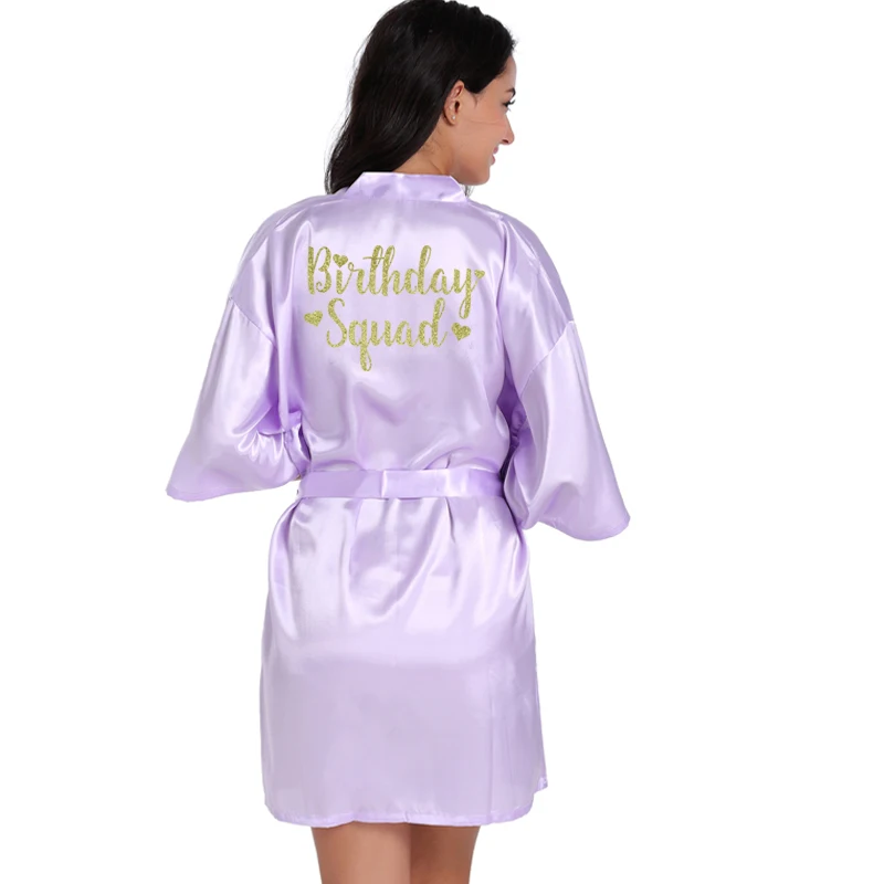 Birthday Girl Squad Kimono Robe Bathrobe Women Silk Birthday Robes Sexy Nightwear Robes Satin Robe Ladies Dressing Gowns