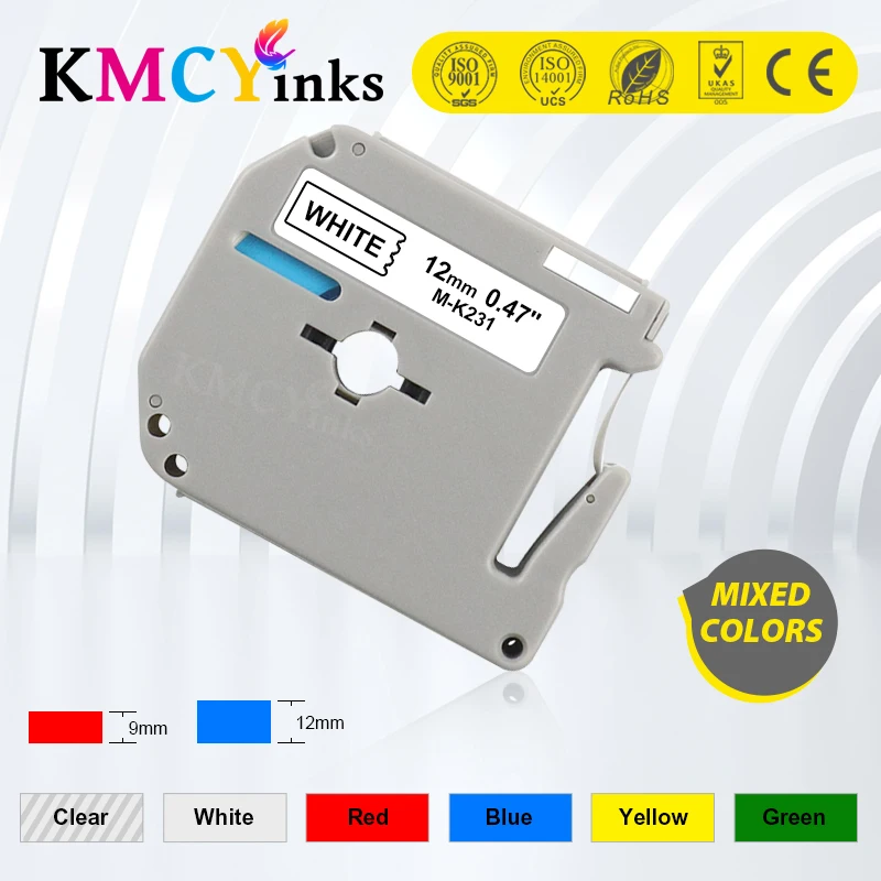 KMCYinks M-K231 MK231 MK-231 Compatible for Brother P-touch M Type Label Tape M-K131 MK-221 Brother Label Printer Pattern Ribbon