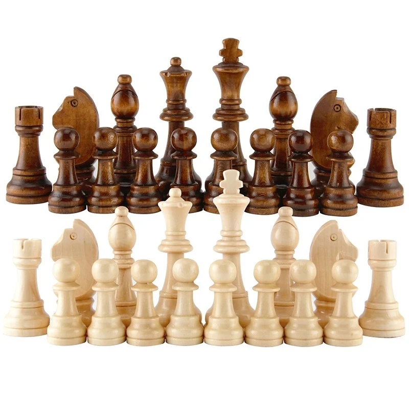 32pcs Medieval Wooden Chess Pieces International Word Chess Set Chess Piece Puzzle Game Entertainment Accessories Gift