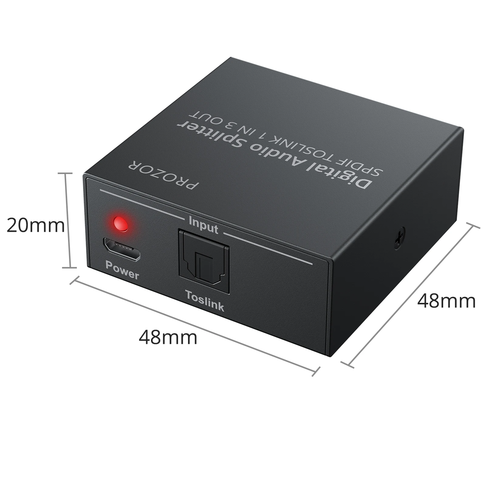 PROZOR 3 Way Spdif Toslink Optical Digital Audio Splitter One input 3 Outputs Optical Splitter Support for LPCM2.0 DTS -AC3