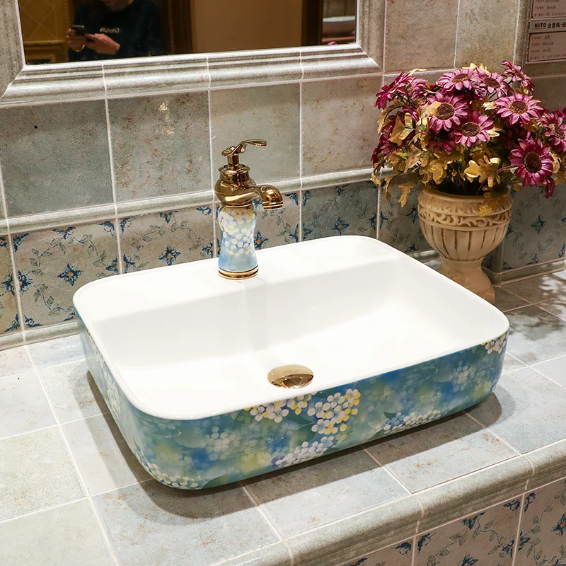 Blue Dandelion European Countryside Succinct Fashion Elegant Shampoo Bathroom Sink