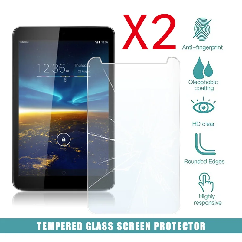 

2Pcs Tablet Tempered Glass Screen Protector Cover for Vodafone Smart Tab 4 8.0" Explosion-Proof Breakage Tempered Film