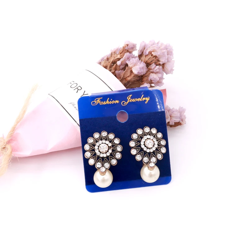 

Fashion Newly 100pcs/lot Royal Blue Plastic And Velvet Earrings Display Cards 4.5x5cm Jewelry DIY Ear Studs Packaging Price Tags