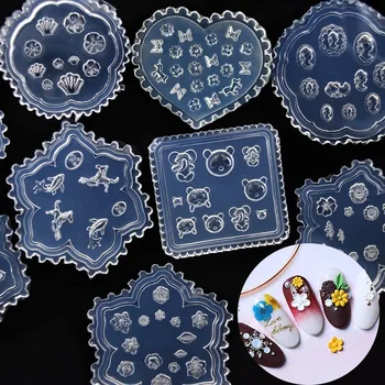 SNASAN Tiny Beads Flower Bear Leaf Shell Dolphin Beauty Nail Art Resin Silicone Mould DIY Tool UV Epoxy Resin Box Silicone Mold