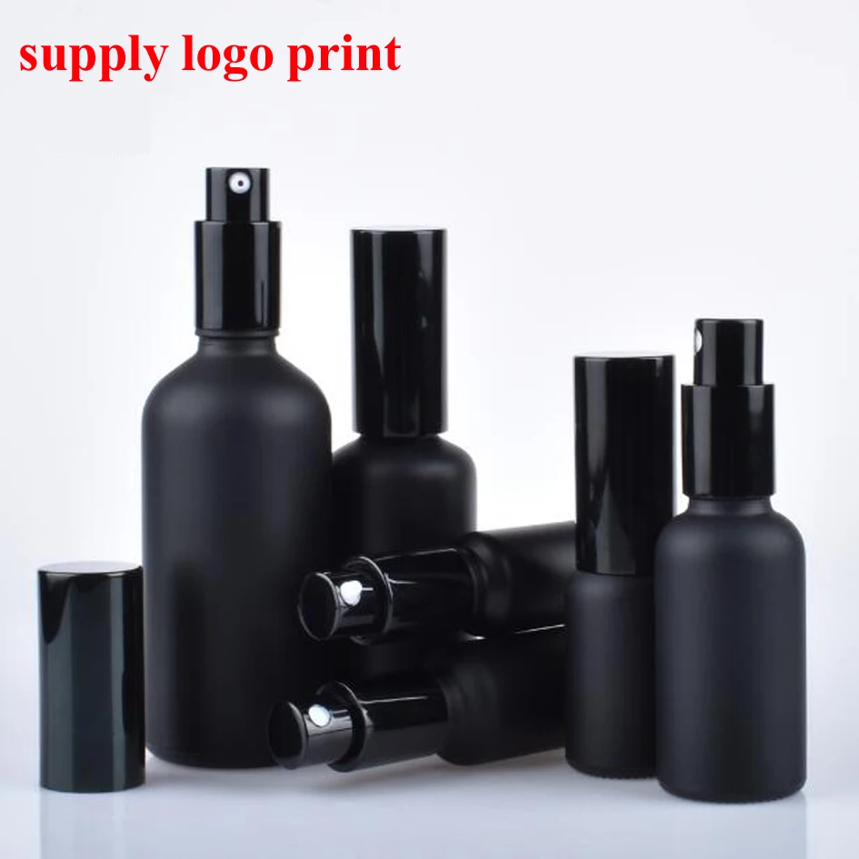 

10ml 15ml 20ml 30ml 50ml 100ml Black essential oil bottle glass small empty bottle portable pressure pump lotion bottle