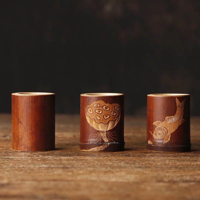 Hand-carved Old Coal Bamboo Cover Teapot Teapot Lid Pot Bamboo Shelf Kungfu Tea Tea Ceremony Accessories