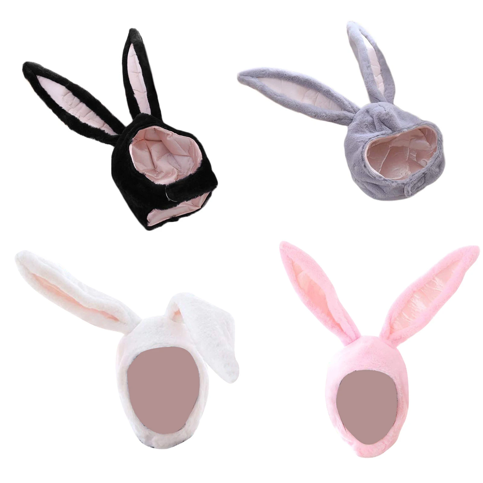 Women Men Funny Plush Bunny Ears Hood Hat Cute Rabbit Eastern Cosplay Costume Accessory Headwear Halloween Party Props