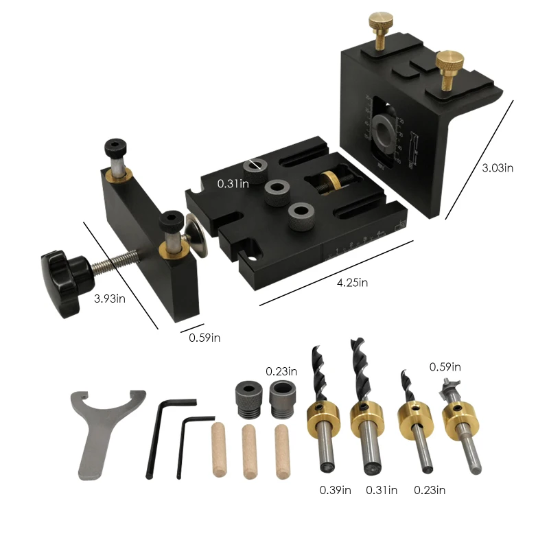 3 in 1 Doweling Jig Kit Pocket Hole Jig Drilling Guide Locator For Furniture Connecting Hole Puncher Tool For Woodworking