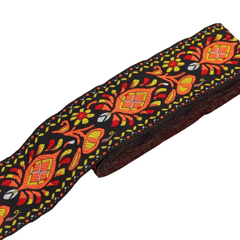 7 Yards 5cm fiori motivo geometrico Vintage etnico ricamo nastri di pizzo rifiniture in pizzo vestiti per tende fai da te tessuto per cucire nastro