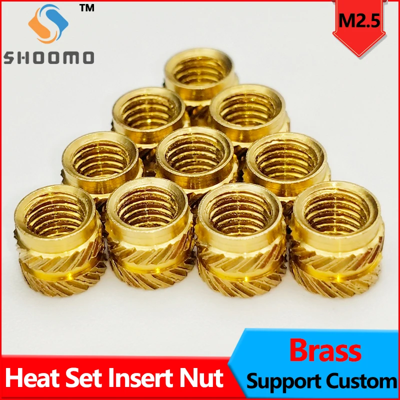 100Pcs M2.5 3D Printer Accessories Parts  Thread Knurled Brass Embedment Nuts Heat Set Insert IUB IUC for Printing Support