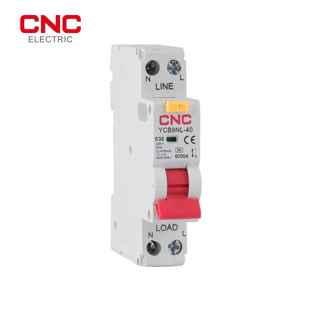 CNC 18mm 230V 50/60Hz RCBO 1P+N 6kA Residual Current Differential Automatic Circuit Breaker With Over Current Leakage Protection