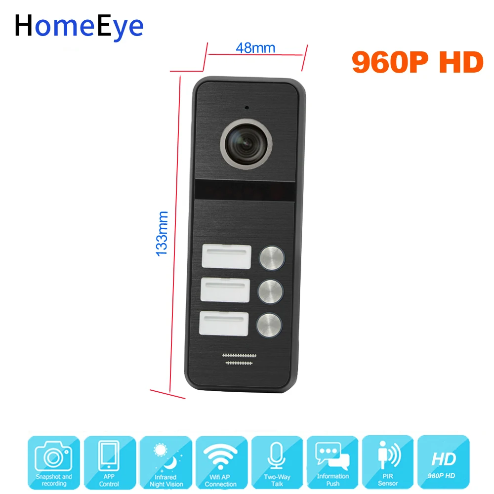 Tuya Smart App Supported IP Video Door Phone WiFi Video Intercom 3-Apartments 960P HD Security Access Control System Waterproof