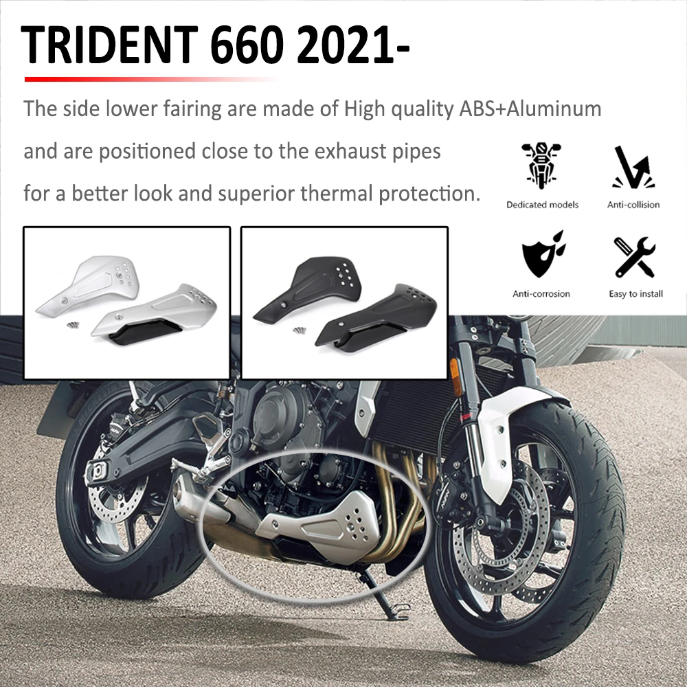 

2021 New Motorcycle Accessories Engine Side Lower Fairing Belly Spoiler Protection Plates Kit Cover For Trident 660 Trident660