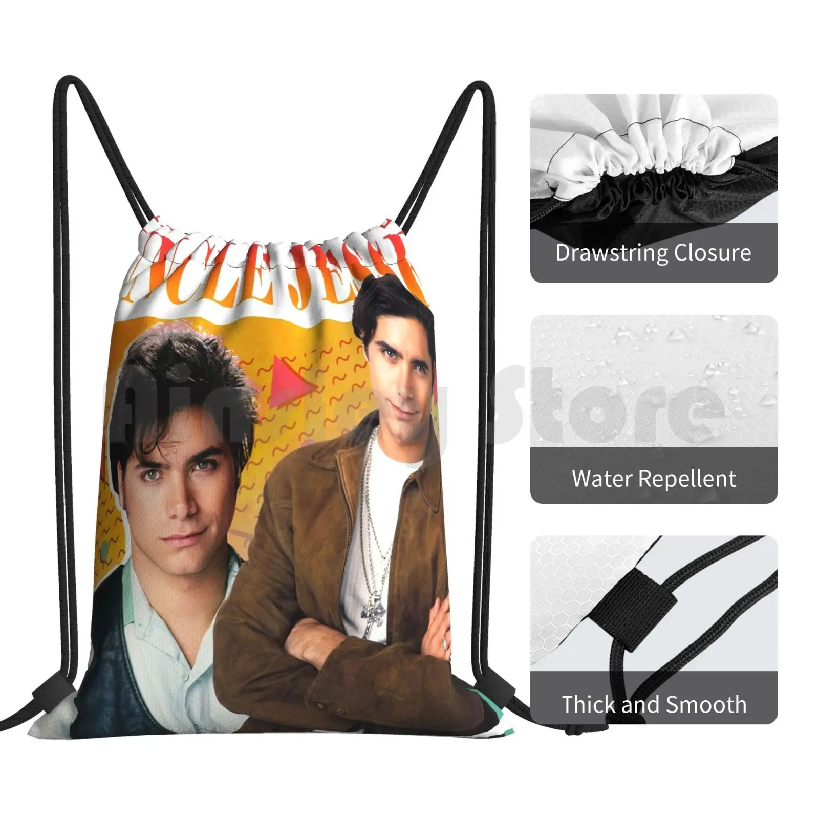 Uncle Jesse Tribute Tee mochila con cordón, bolsas de gimnasio impermeables, tío Jesse katsophis, Full House Fuller