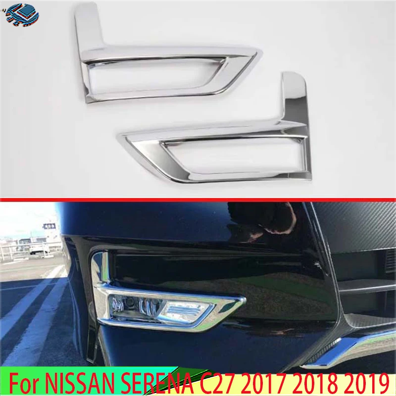 

For NISSAN SERENA C27 2017 2018 2019 Car Accessories ABS Chrome Front Fog Light Lamp Cover Trim Molding Bezel Garnish Sticker