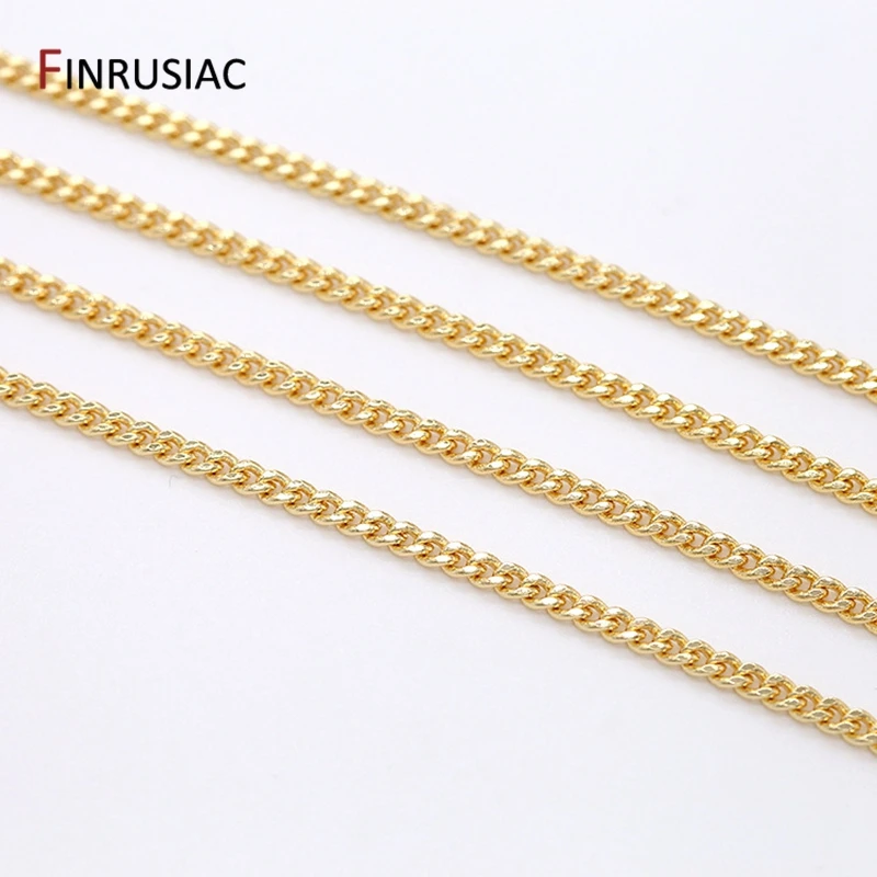 14K Real Gold Plated 2mm 3mm 4mm Wide Metal Chain For Jewelry Making DIY Bracelets Necklaces Material Chain Supplies