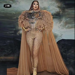 Combinaison Longue Imprimée de Tigre pour Chanteuse, Tenue de Scène pour Homme et Femme, Modèles de Danseurs, Boîte de Nuit, Drag Queen 303