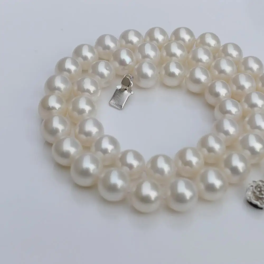 luxury Authentic Pearl 9-10mm bright light natural pearl necklace fine jewelry