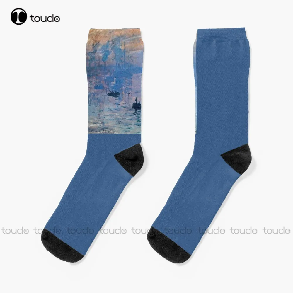 

Claude Monet Impression' Sunrise. Socks Yellow Socks Christmas New Year Gift Unisex Adult Teen Youth Socks 360° Digital Print